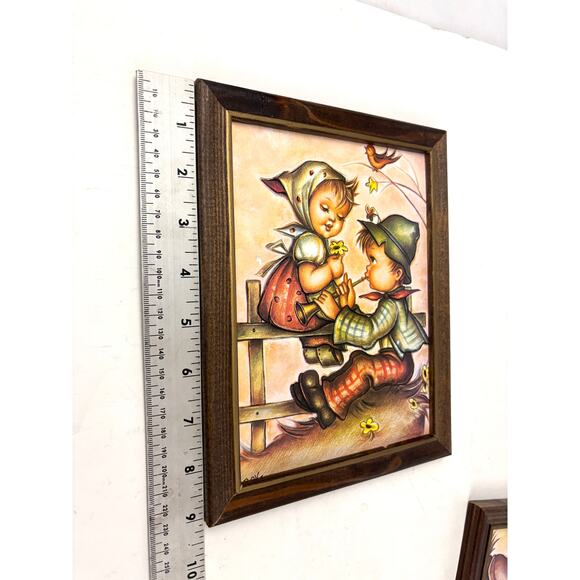 Vintage Hummel Framed Lithograph Prints Children 1970s Cottage Decor Lot of 3 - Picture 4 of 13